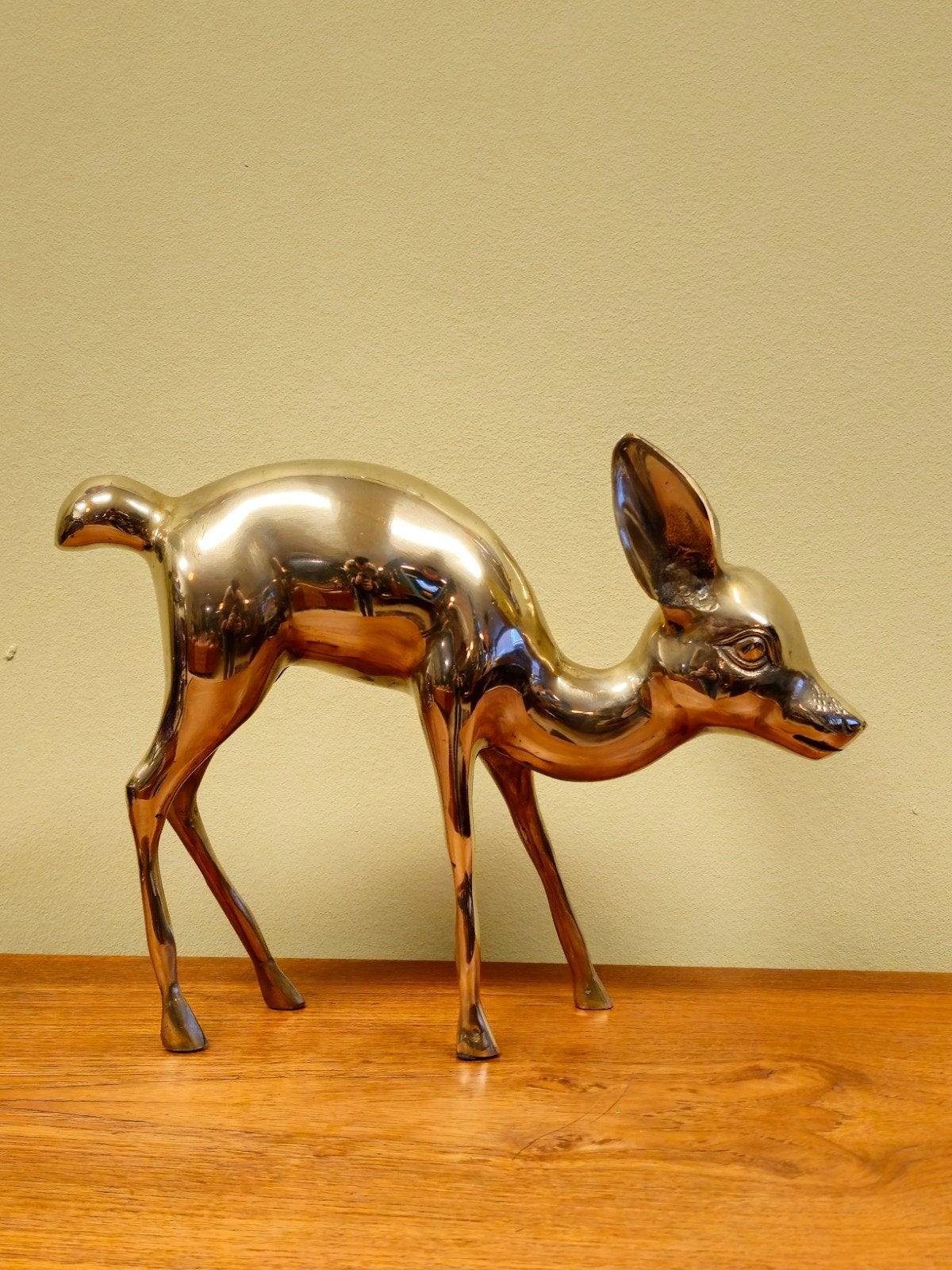 Groot Vintage Messing Bambi Hert Beeld, Ophalen of Verzenden, Gebruikt, Dier