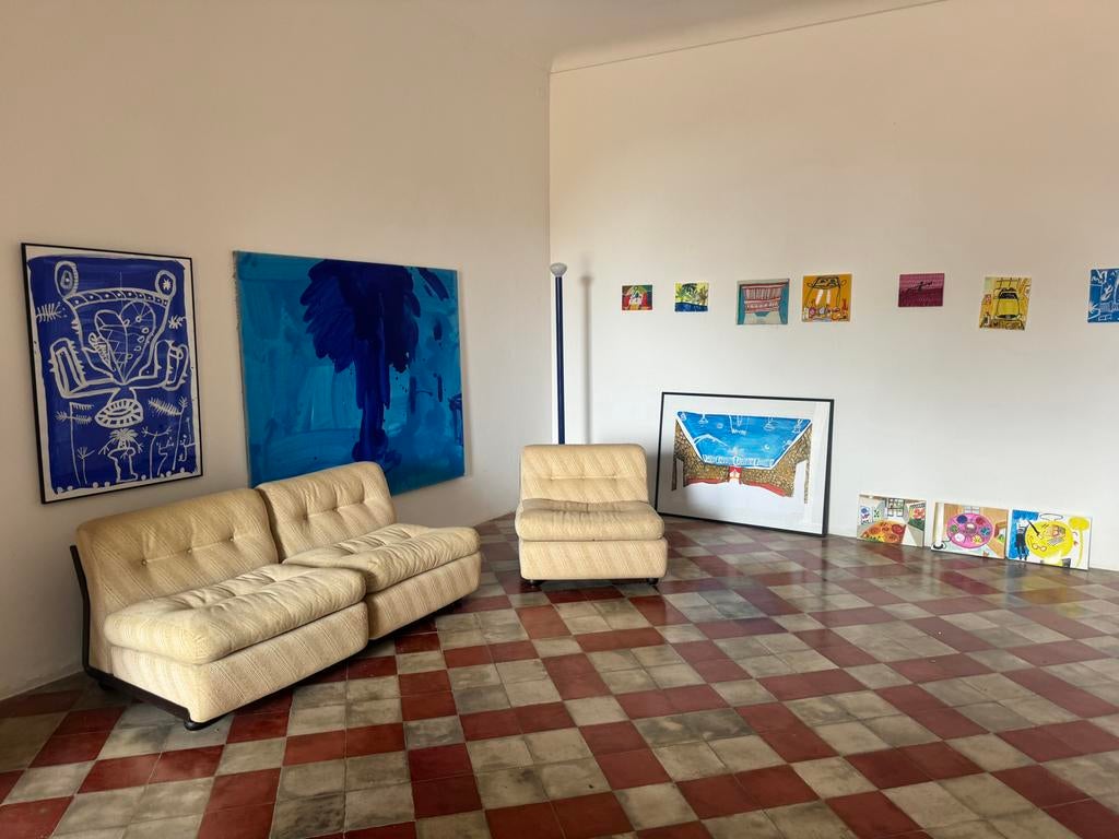 Mario Bellini Amanta Bank (3 stuks) - C&B Italia 1966, Huis en Inrichting, Ophalen of Verzenden, Gebruikt, Driepersoons, Stof