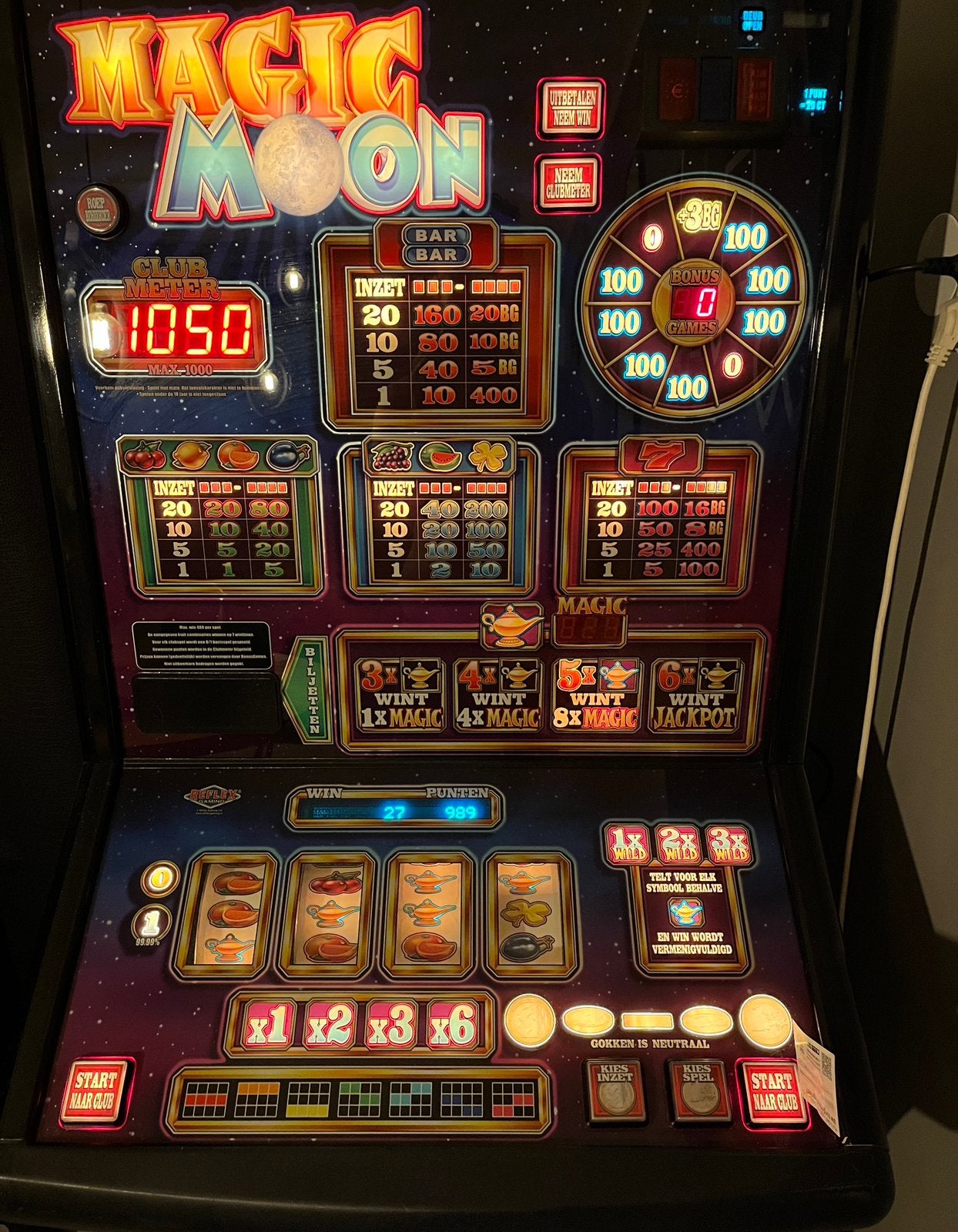 Magic Moon gokkast halversie arcade fruitautomaat 1000punter, Euro, Ophalen of Verzenden, Zo goed als nieuw, Met sleutels