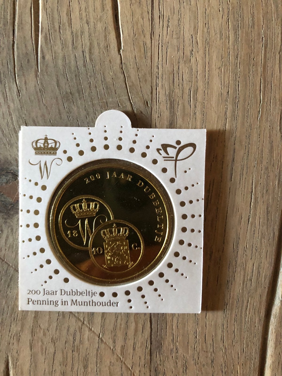 200 Jaar Dubbeltje Penning in Munthouder KNM, Ophalen of Verzenden, Overige materialen, Nederland
