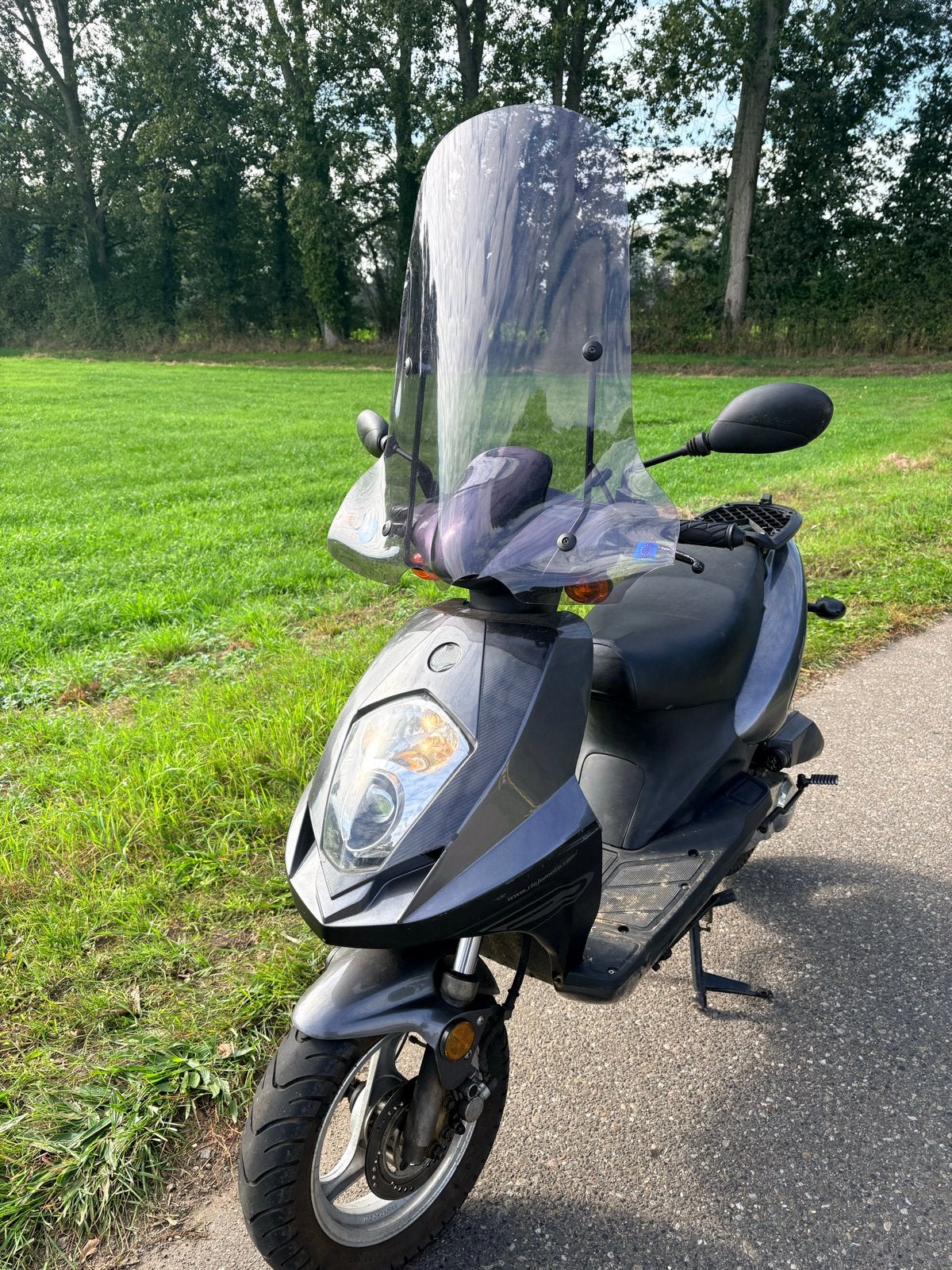 Grijze Scooter met Windscherm, Ophalen, Gebruikt, Maximaal 45 km/u, Benzine