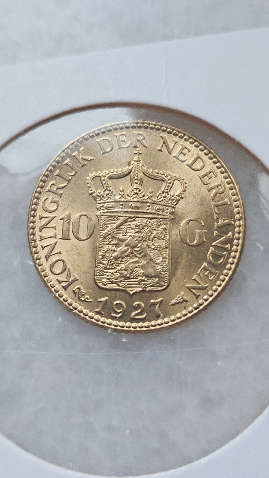 gouden tientje 1927, Postzegels en Munten, Ophalen of Verzenden, Koningin Wilhelmina, 10 gulden, Goud