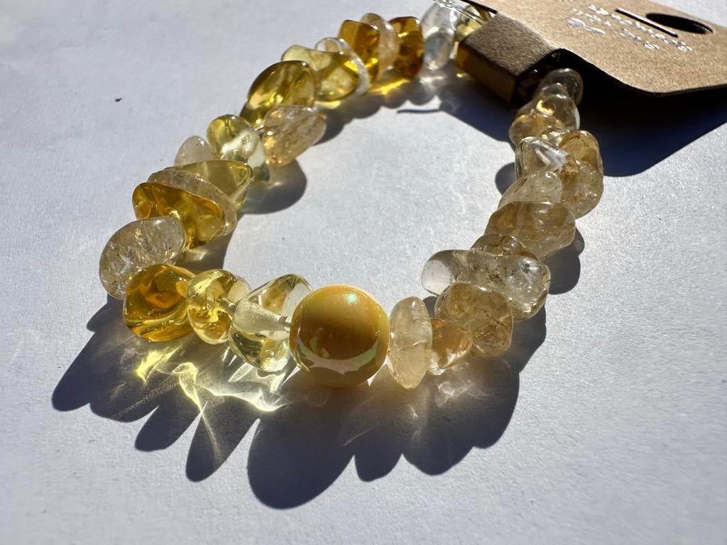 Citrien Armband - Natuurlijke Edelsteen Sieraden, Overige materialen, Geel, Nieuw, Ophalen of Verzenden