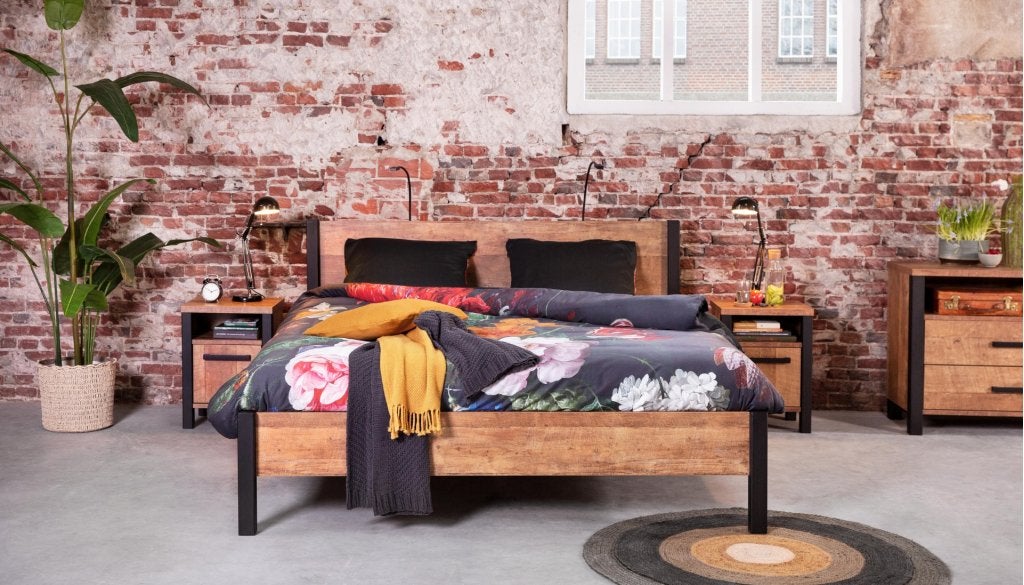 Charly 2-persoonsbed in Old Teak, Niet ingevuld, Niet ingevuld, Niet ingevuld