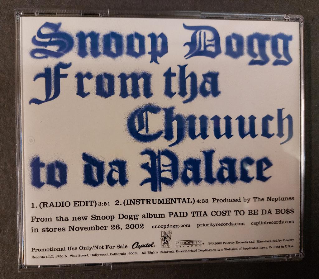 Snoop Dogg  PROMO 2 TRACK CD From Tha Chuuch ToDa Palace USA, Cd's en Dvd's, Verzenden, Gebruikt