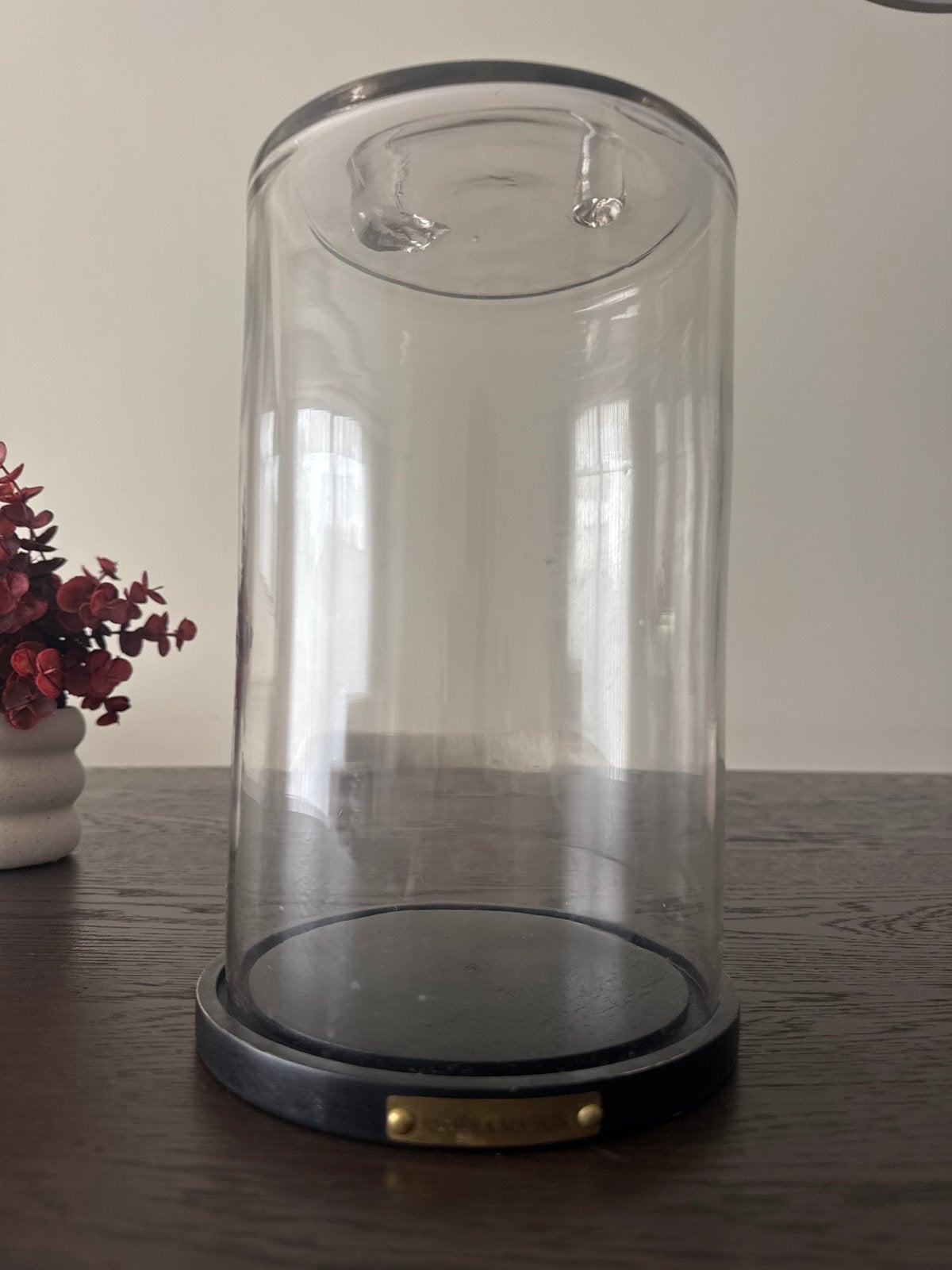 Riviera Maison Glazen Stolp met Zwarte Houten Voet, Ophalen, Zwart, Zo goed als nieuw, Modern