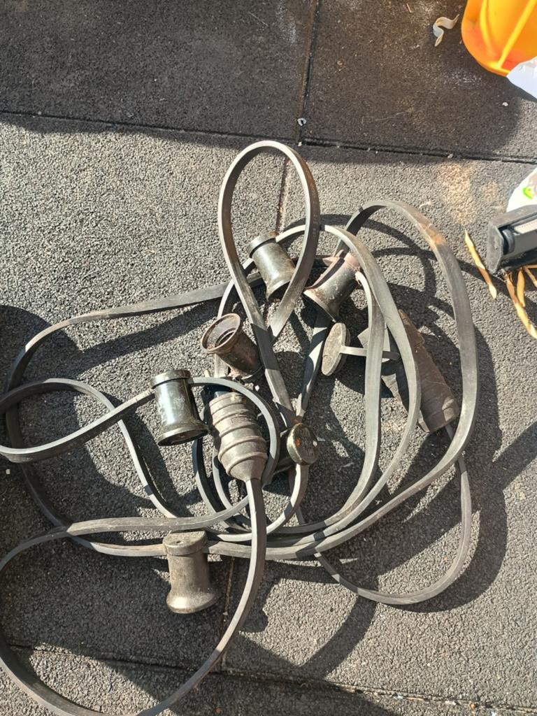 Vintage buitenverlichting slinger met fittingen, Ophalen
