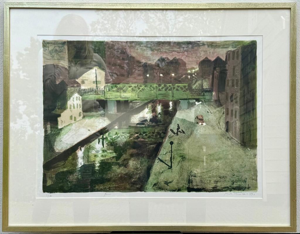 De litho Paris (1990) Jeroen Hermkens 3/90 in lijst, Ophalen of Verzenden