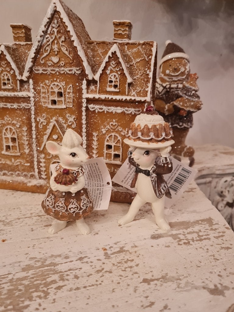 kerstbeeldjes muisjes gingerbread p/st 9.95 foto 1t/m 3, Diversen, Heikant 21 Kaatsheuvel, Belle Vieille Brocante, Nieuw, Ophalen of Verzenden