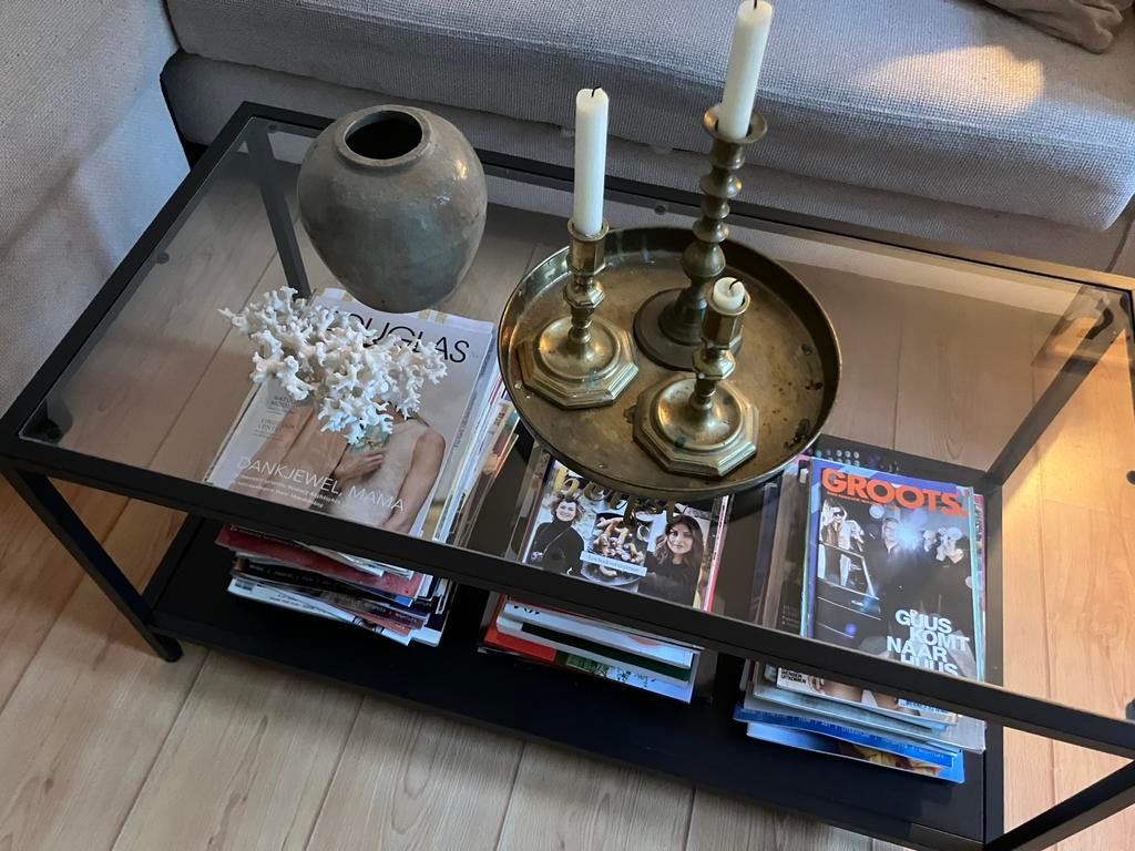 Ikea glazen salontafel, Huis en Inrichting, Tafels | Salontafels, Ophalen, Gebruikt, 100 tot 150 cm, 50 tot 100 cm
