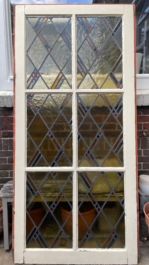 Glas in lood raam / deur, Ophalen, Gebruikt, Glas in lood, 80 tot 120 cm
