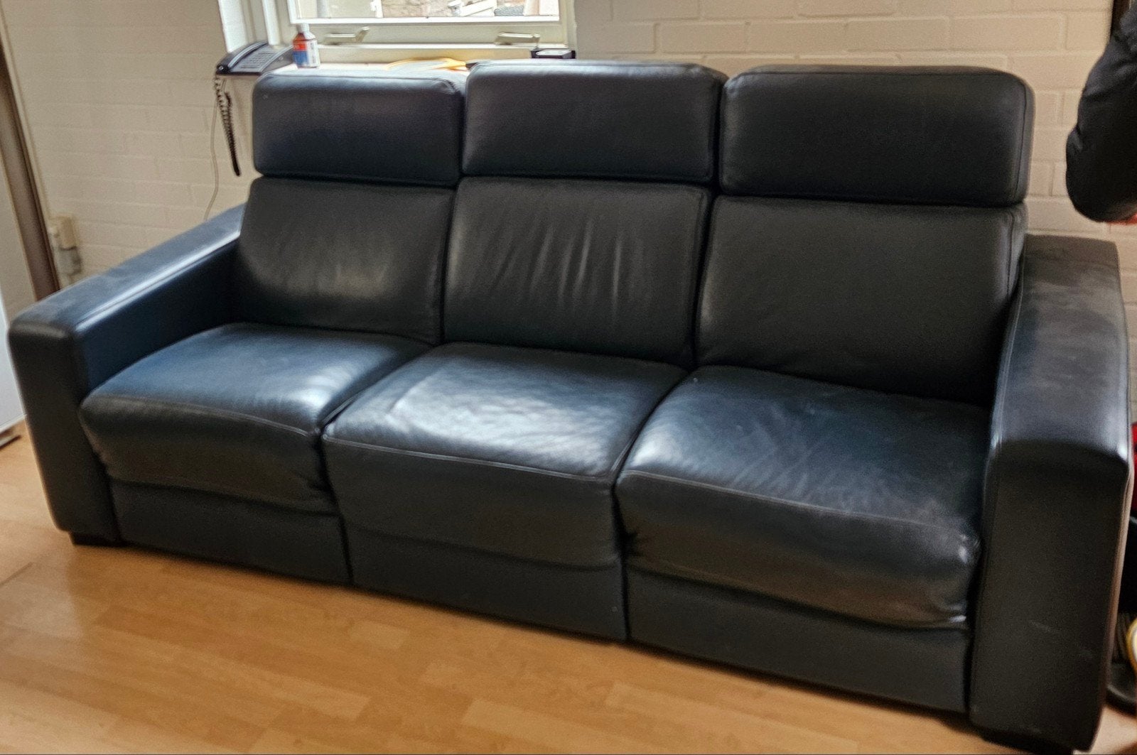 Leren bankstel, Huis en Inrichting, Ophalen, Gebruikt, 200 tot 250 cm, Leer