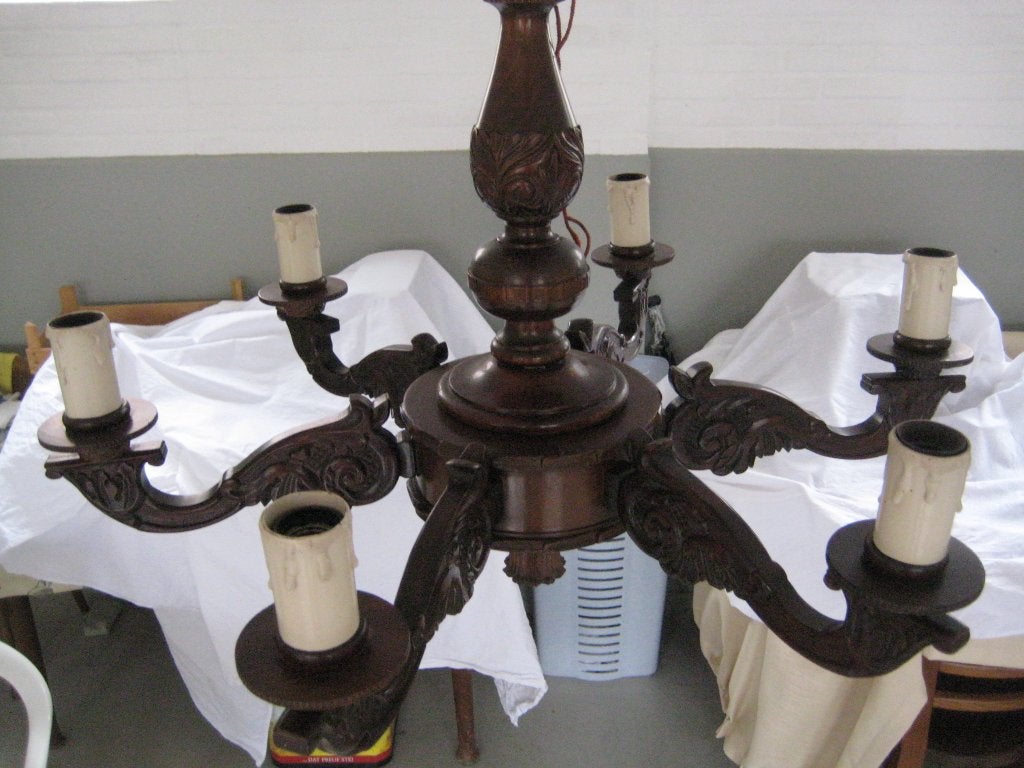 Antieke kroonluchter, Huis en Inrichting, Lampen | Kroonluchters, Ophalen, Gebruikt, Hout