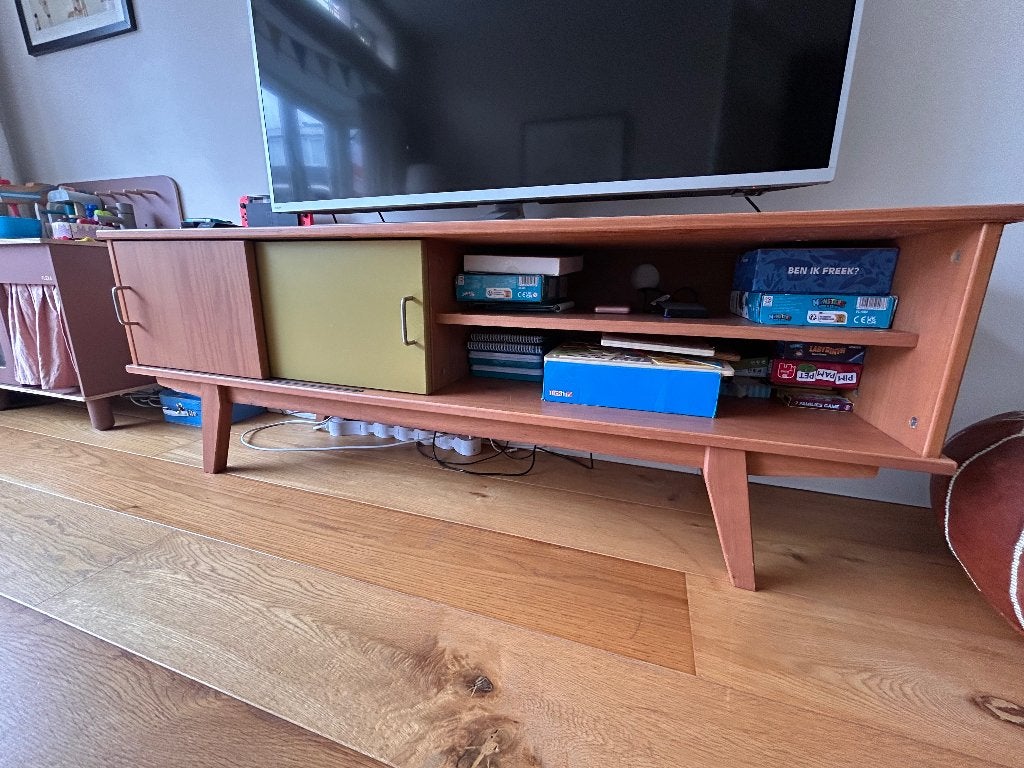 TV meubel, Ophalen, Gebruikt, 100 tot 150 cm, Eikenhout