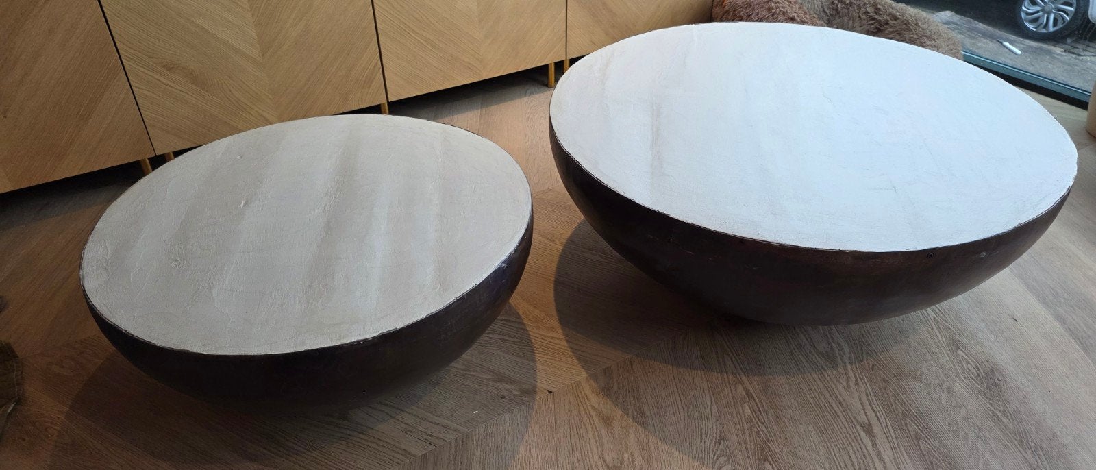 Set van 2 ronde salontafels, Ophalen, Overige materialen, 50 tot 100 cm, Rond
