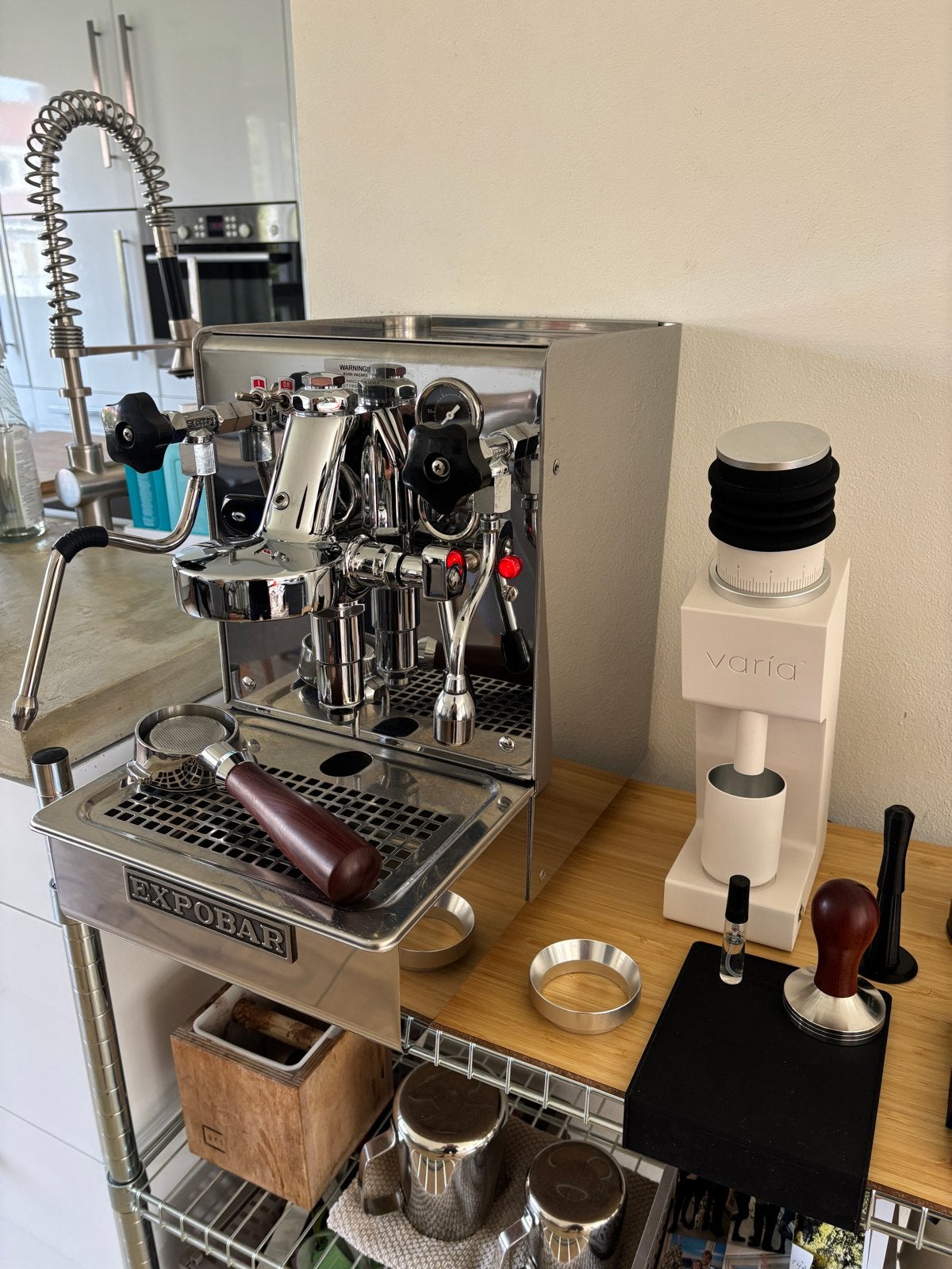 Expobar Leva 1 Espressomachine + Varia VS3 grinder, Ophalen, Espresso apparaat, Zo goed als nieuw, Afneembaar waterreservoir