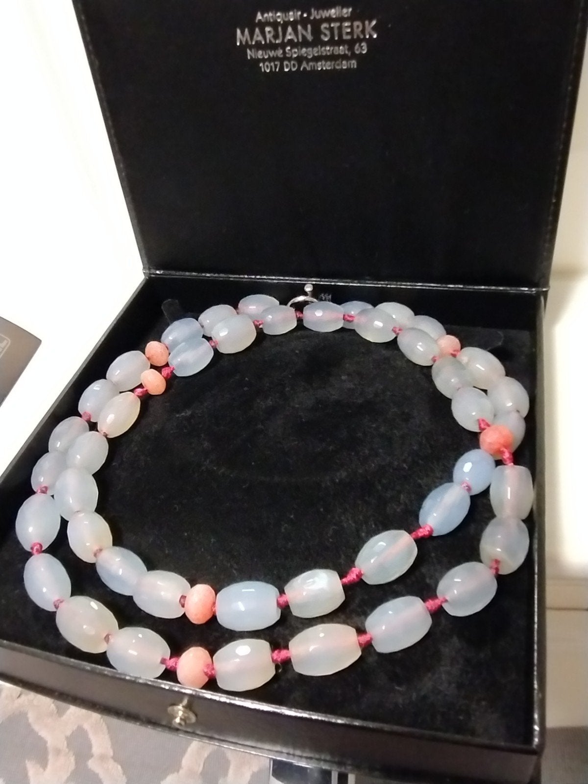 Ketting met facet geslepen eye clear chalcedoon, Ophalen of Verzenden