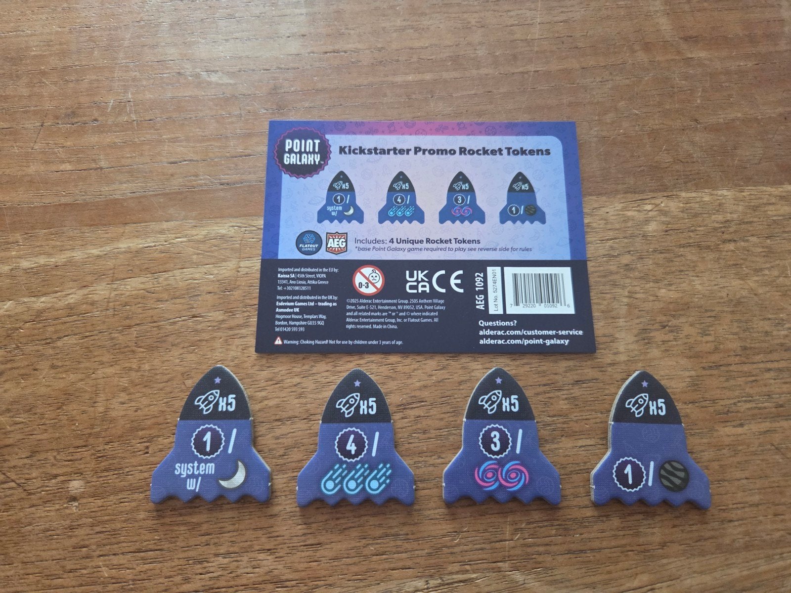 Point Galaxy Kickstarter promo set Rocket tokens, Een of twee spelers, Ophalen of Verzenden, Zo goed als nieuw, AEG / Flatout Games