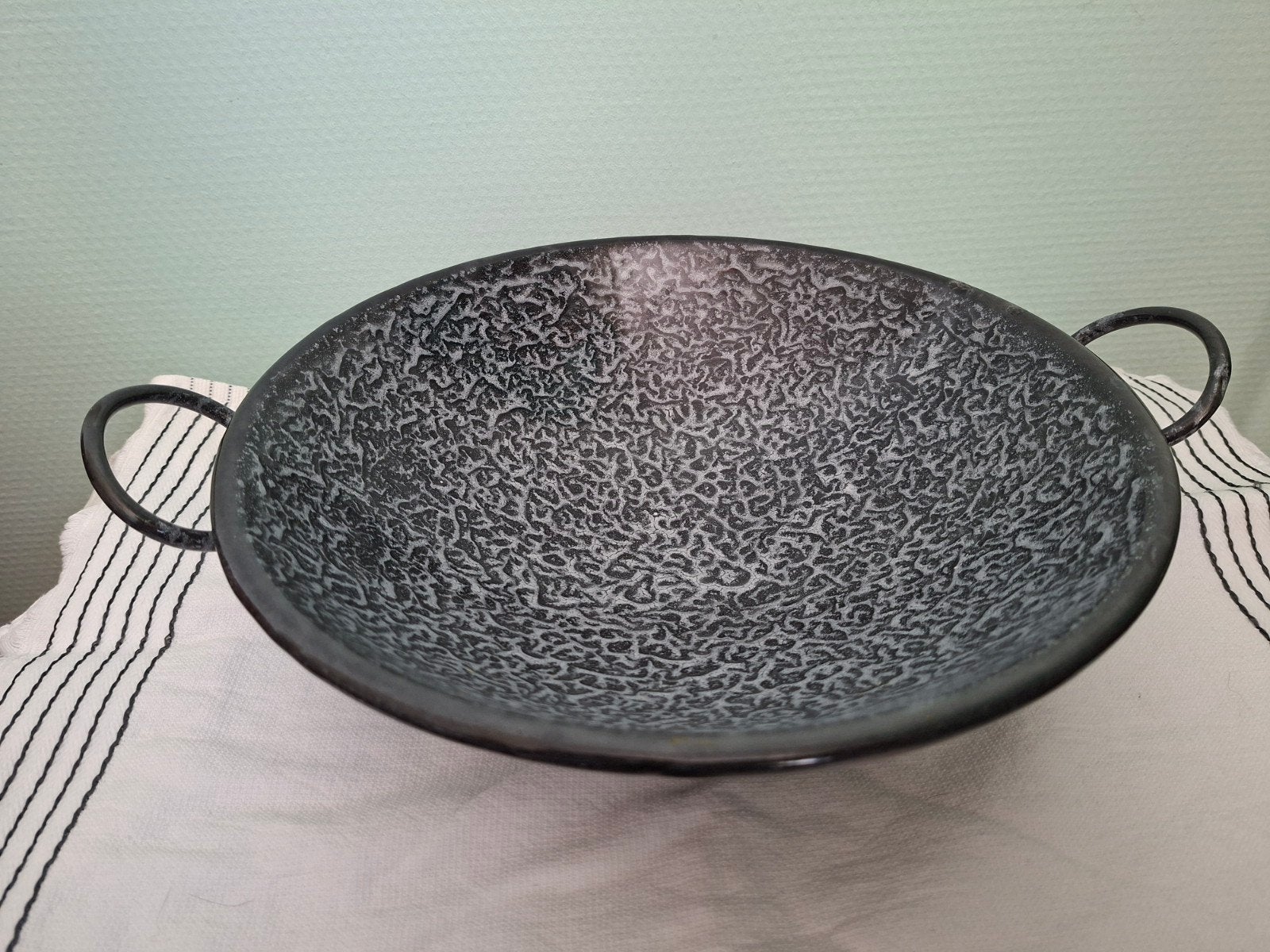 emaille wokpan, wolkjes, Ophalen of Verzenden