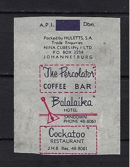 359 Zuid-Afrika, Johannesburg BALALAIKA hotel, Ophalen of Verzenden, Buitenland