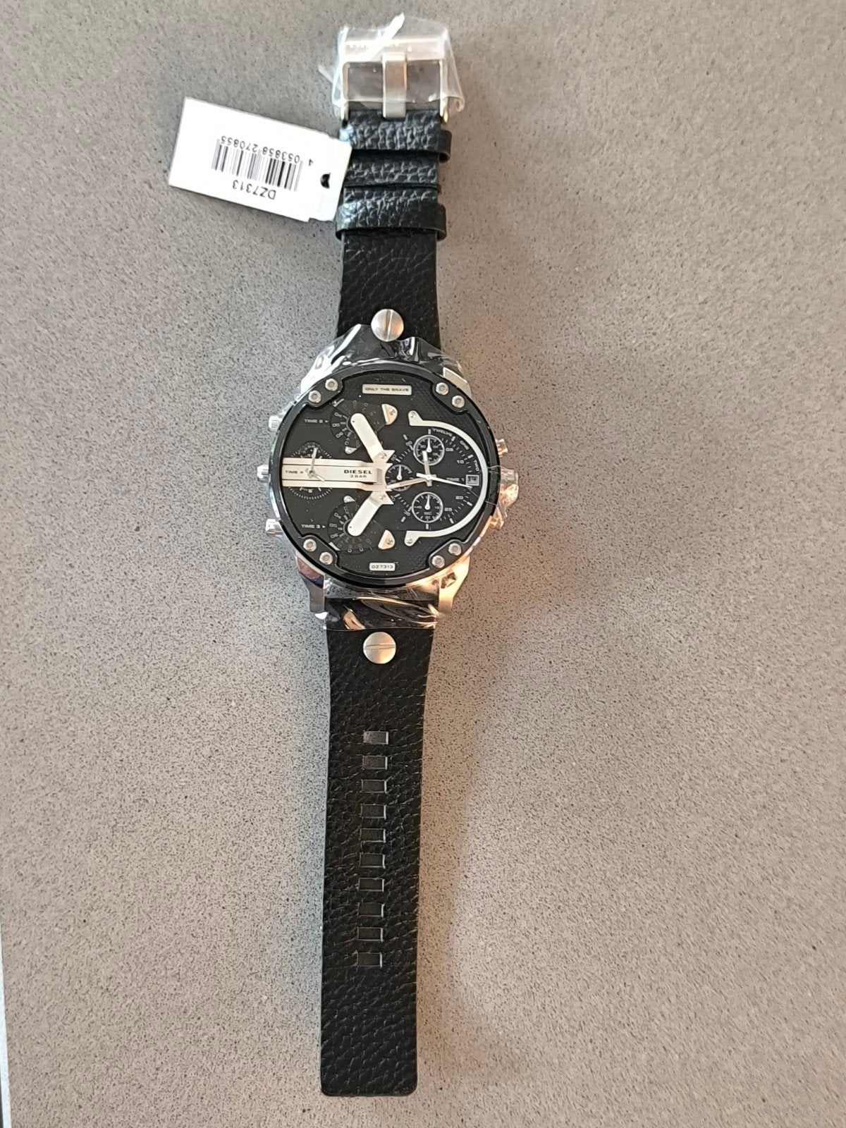Diesel mr. Daddy 2.0 DZ7313 Herenhorloge zwart leren band, Overige merken, Leer, Staal, Polshorloge
