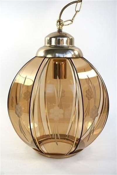 Vintage hanglamp rookglas, Ophalen, Gebruikt, Glas, Nvt