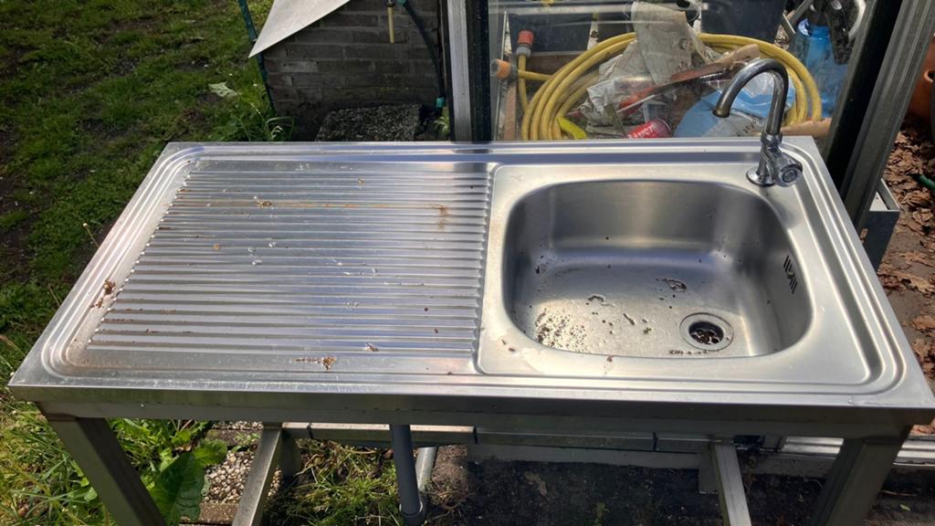 RVS Spoelbak met Onderstel - Ideaal voor Buitenkeuken, Ophalen, Zo goed als nieuw, Gas, Vrijstaand
