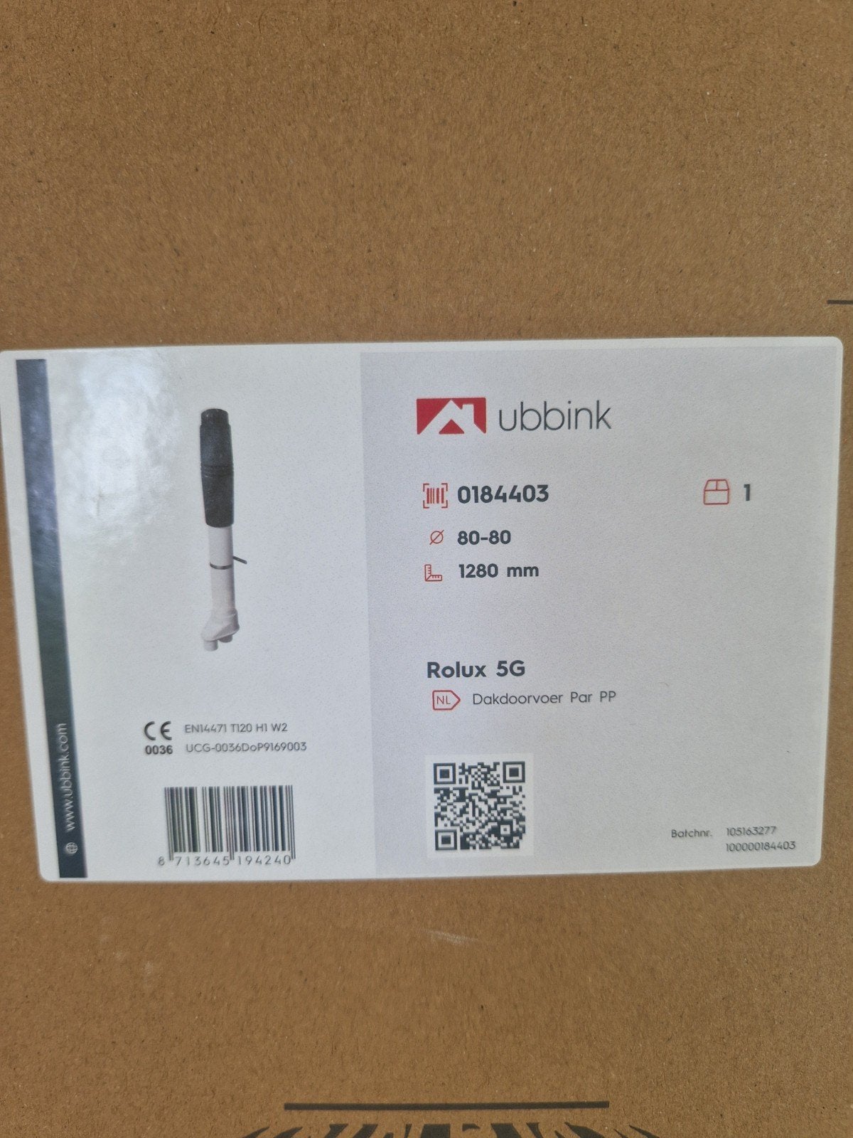 Rolux 5G Dakdoorvoer voor CV ketel (80-80mm, 1280mm), Ophalen of Verzenden, Nieuw, Ventilator en Afzuiger