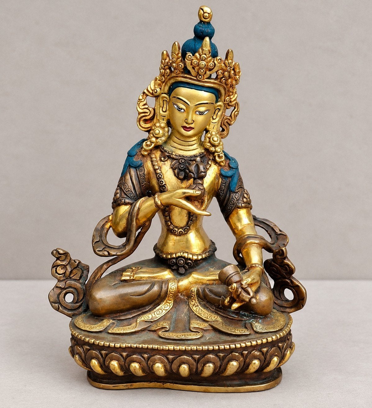 Vajrasattva Tara Boeddhabeeld Gold Face – Nepal/Tibet, Ophalen of Verzenden, Brons