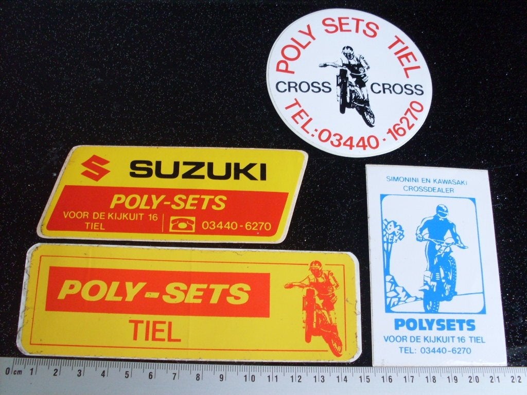 4x sticker poly-sets tiel suzuki cross simonini kawasaki, Verzenden, Zo goed als nieuw, Bedrijf of Vereniging