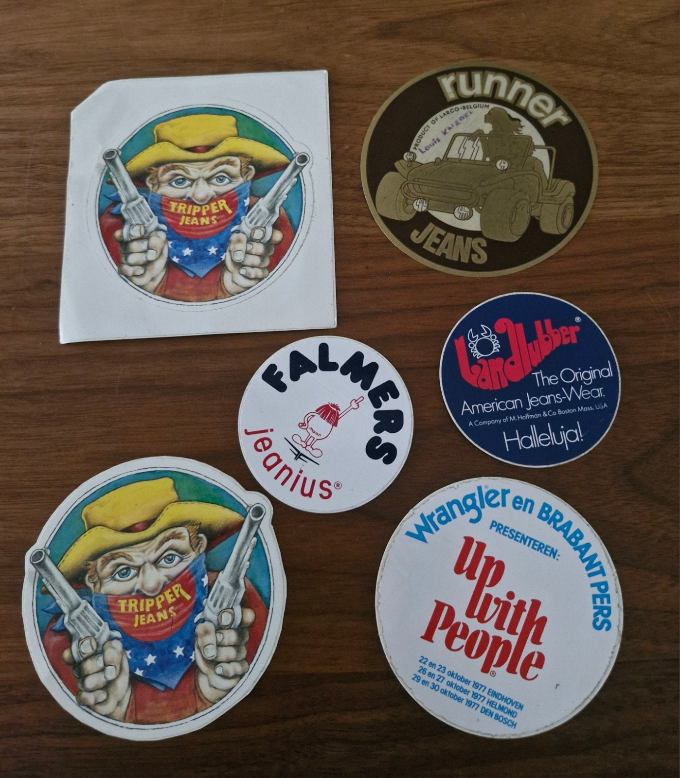 970 Vintage Tripper Jeans sticker 11 x 11 cm, Ophalen of Verzenden, Gebruikt, Merk