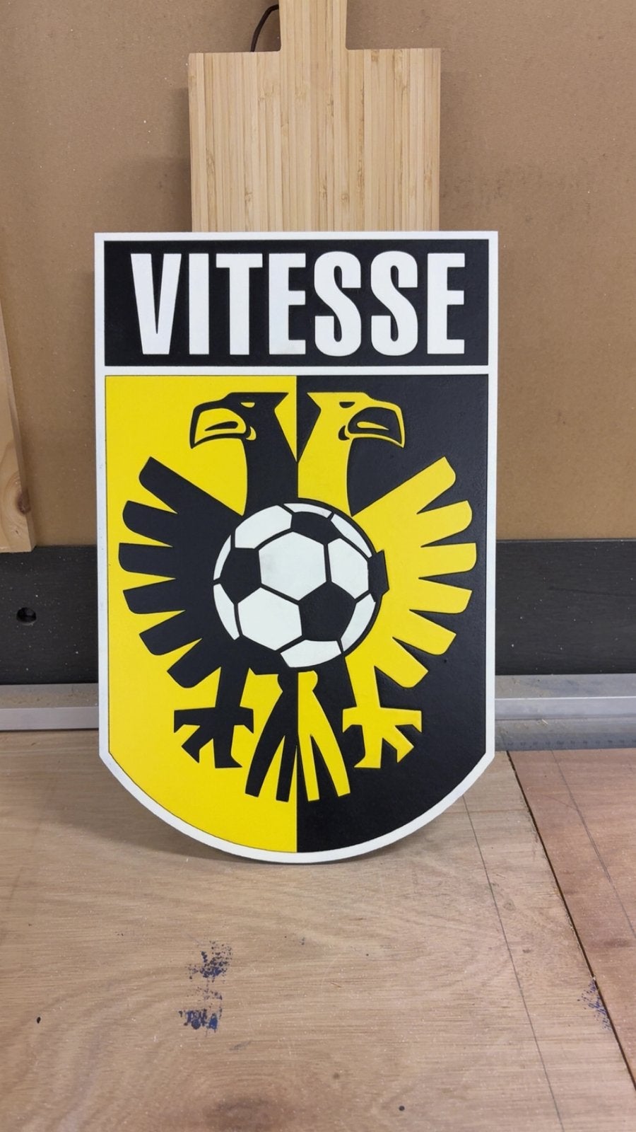 Houten Zelfgemaakte Vitesse Bord, Verzamelen, Ophalen of Verzenden, Nieuw, Vitesse, Overige typen