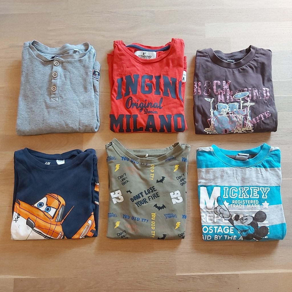 👕 T-Shirts lange mouw | 6 stuks | jongen | maat 122/128, Gebruikt, Shirt of Longsleeve, Jongen, Diverse merken