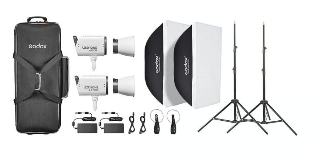 Godox LA150R RGB Two-Light Kit + 2x Extra Softbox Grid 60x90, Ophalen, Zo goed als nieuw, Lamp of Flitsset