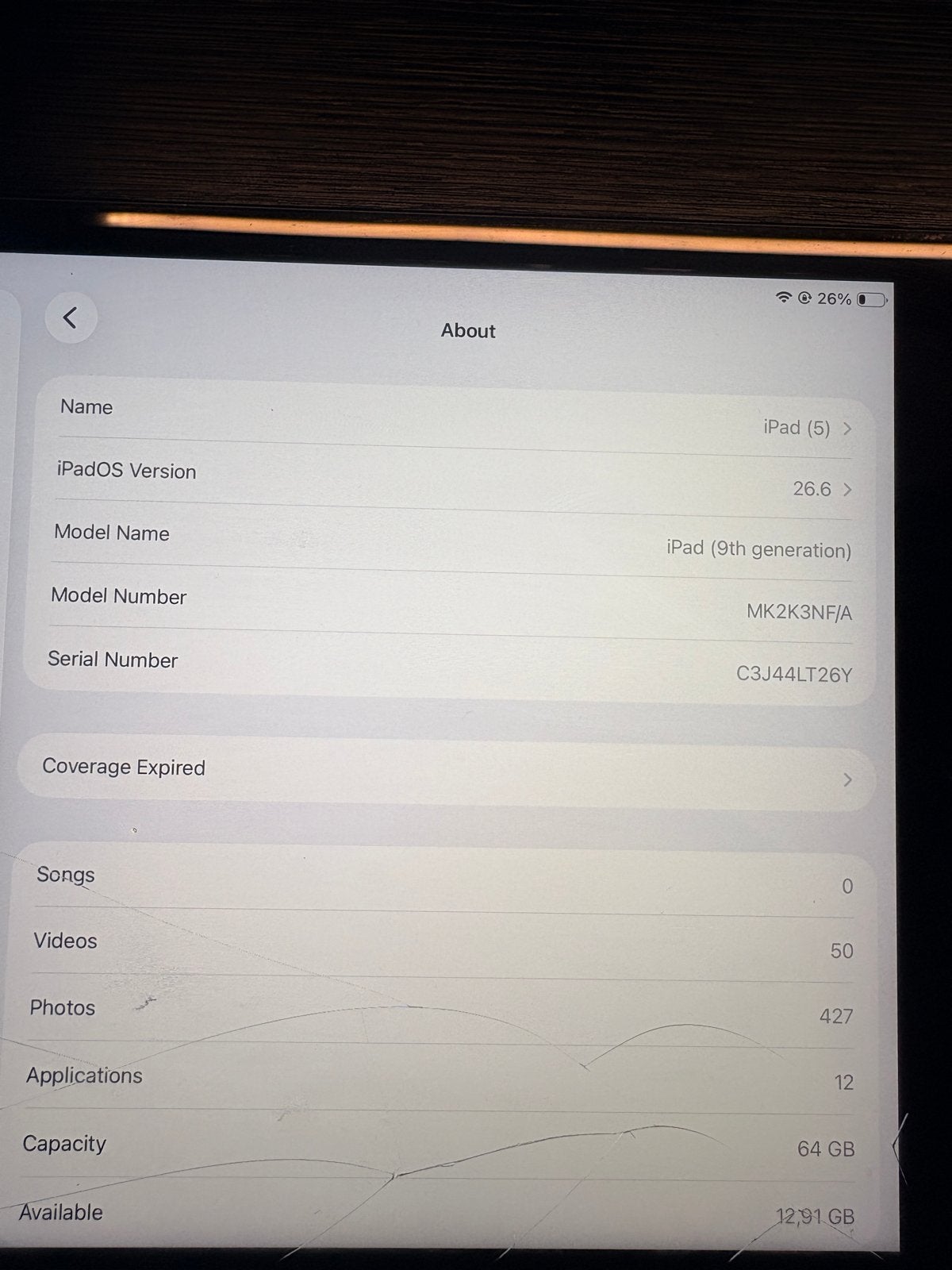 iPad 9e generatie - Scherm defect, werkt verder prima, Computers en Software, Verzenden, Niet werkend, Apple iPad, 64 GB