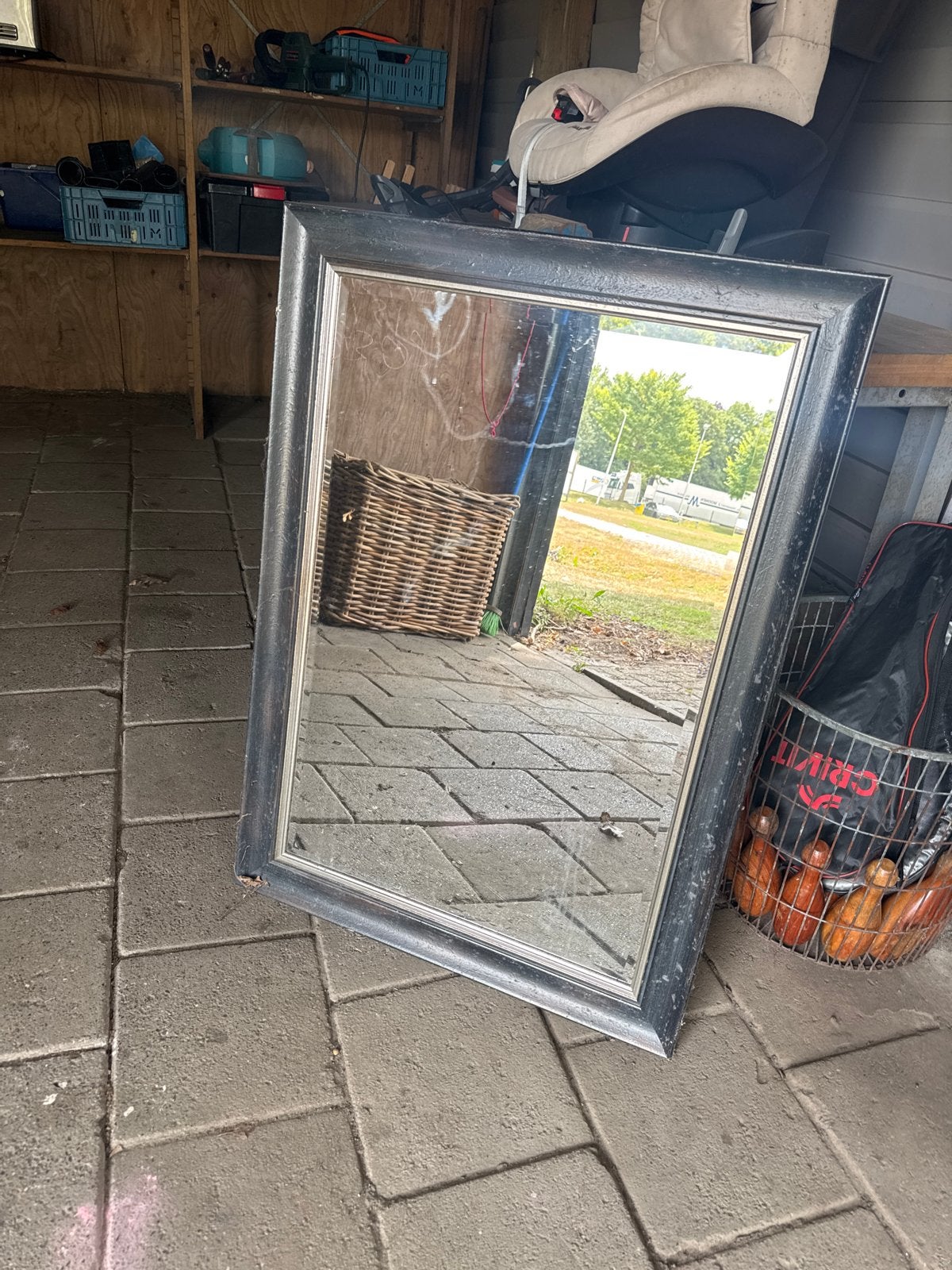 Mooie spiegel, perfect boven een schouw, Ophalen, Gebruikt, 100 tot 150 cm, Rechthoekig
