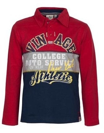 Tom Tailor blauw rode rugbyshirt polo poloshirt maat 104-110, Tom Tailor, Nieuw, Ophalen of Verzenden, Shirt of Longsleeve