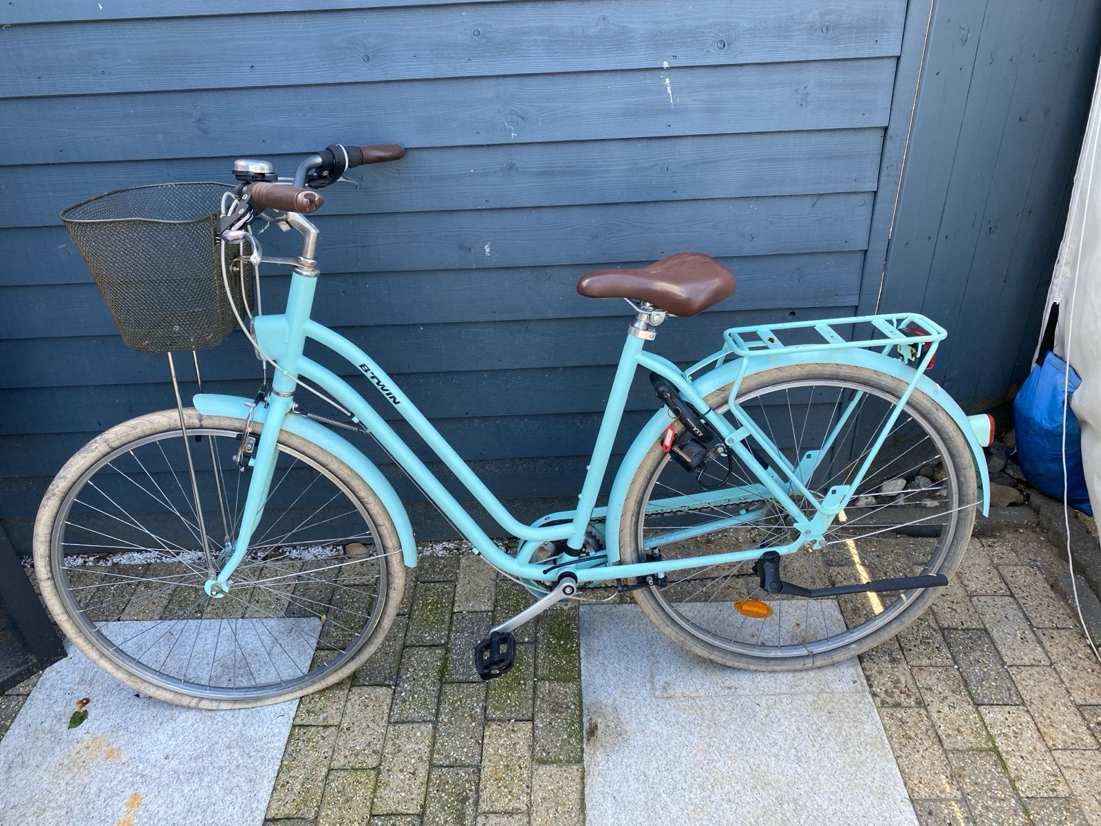 Opknapper Btwin stadsfiets met mandje en lage instap, Velgrem, 50 tot 53 cm, Ophalen, Overige merken