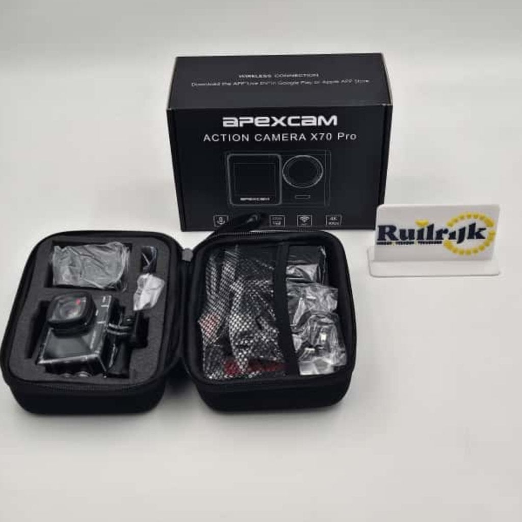 Apexcam Actiecamera 4K 30FPS 20MP dubbel touchscreen - Nieuw, Flex Ltd., Nieuw, https://flex.com/contact-us, Nobelstraat 10, 5807 GA Oostrum LB, Limburg, Nederland