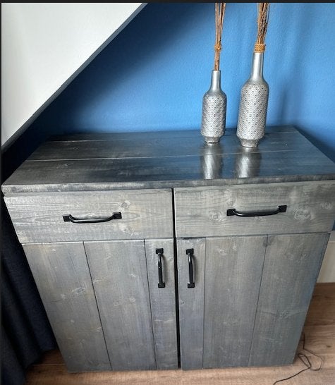 Kast van steigerhout met een greywash finish 1.00x0,90x50, Huis en Inrichting, Ophalen, Met lade(s), 50 tot 100 cm, Zo goed als nieuw
