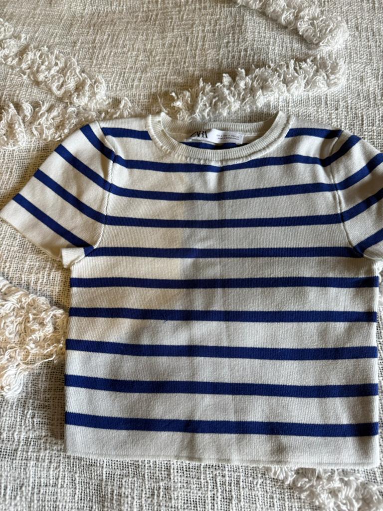 Zara gestreepte top maat S, Wit, Ophalen of Verzenden, Korte mouw, Maat 36 (S)
