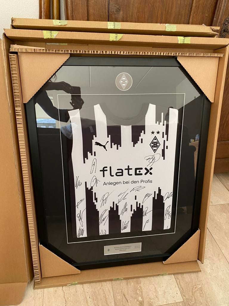 Ingelijst gesigneerd voetbalshirt Borussia Monchengladbach, Ophalen of Verzenden, Zo goed als nieuw, Buitenlandse clubs, Shirt