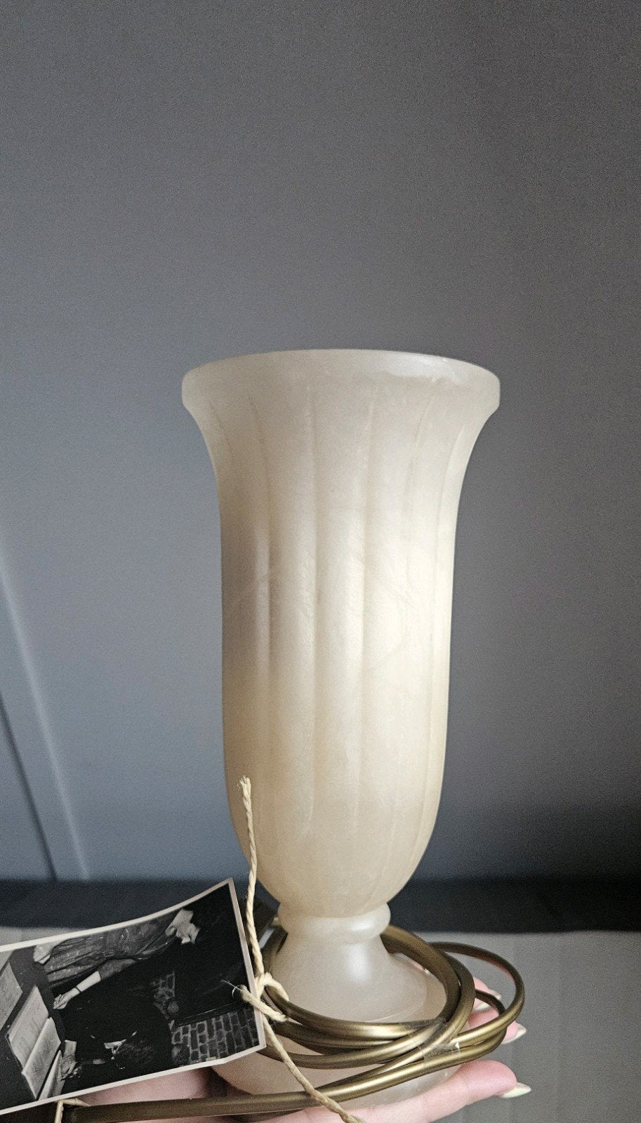 Originele Vintage beige Alabastros Pegasam Tafellamp, Ophalen of Verzenden