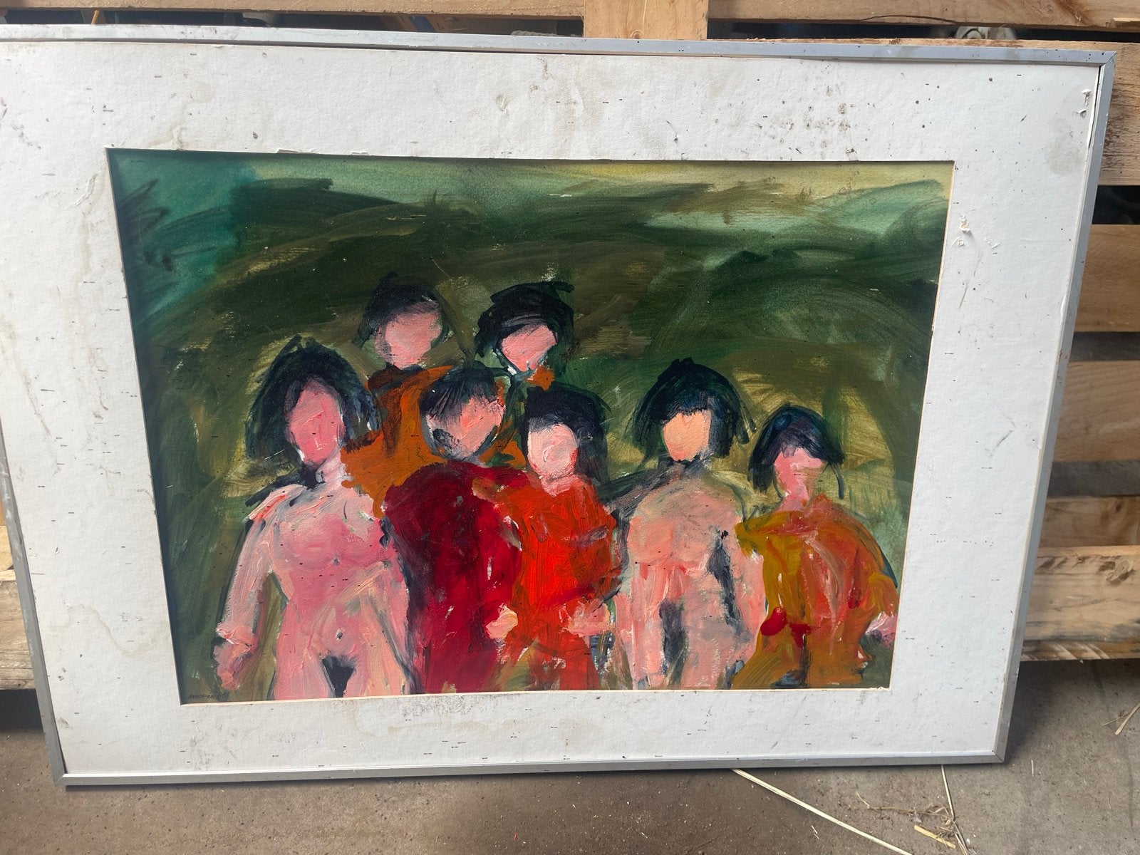 Schilderij 'Portrait of Seven Friends' door Marijn Moree, Ophalen, Figuren, Ingelijst, Olieverf