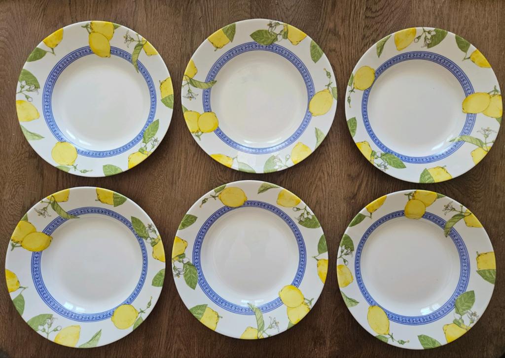 Arcopal borden met Citroenmotief - Set van 6, Ophalen of Verzenden, Bord(en), Overige stijlen, Glas