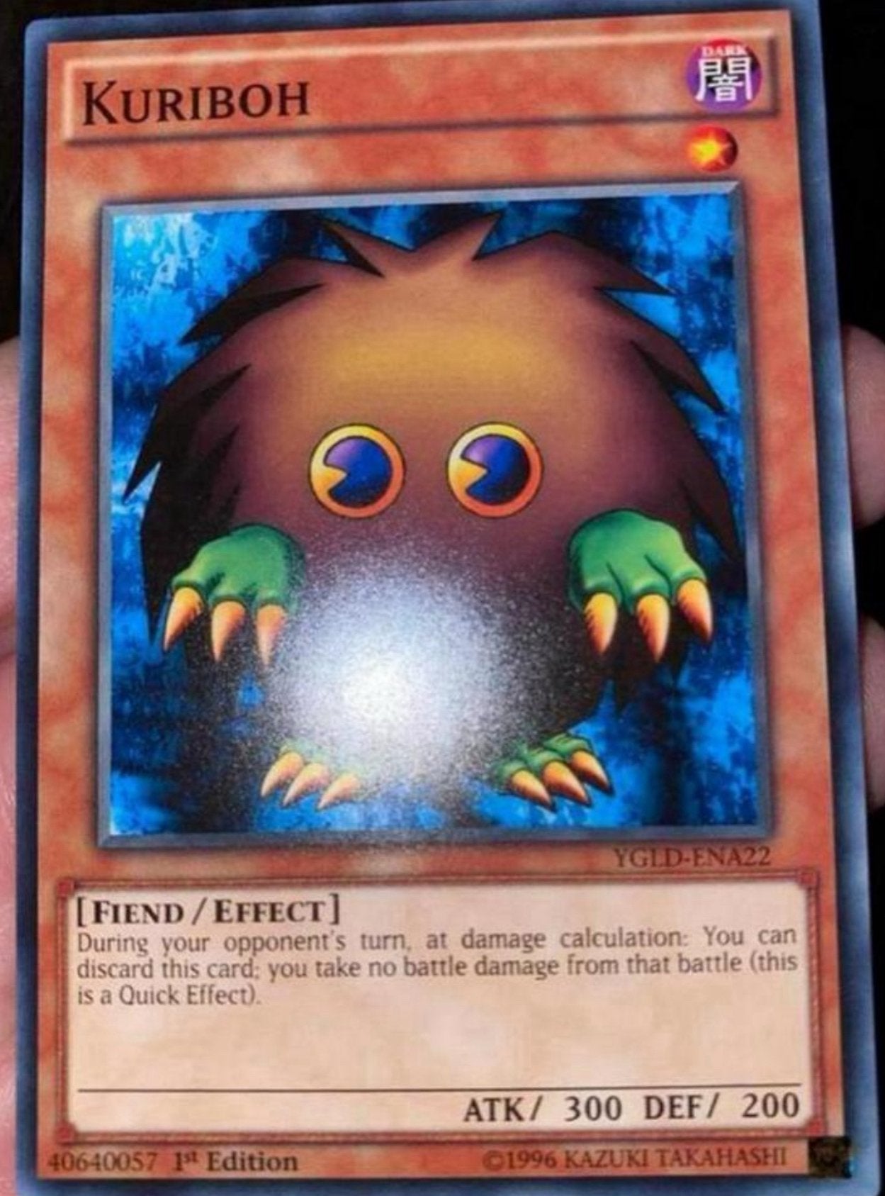 Yu-Gi-Oh! Kuriboh YGLD 1st Edition !, Ophalen of Verzenden, Zo goed als nieuw, Losse kaart