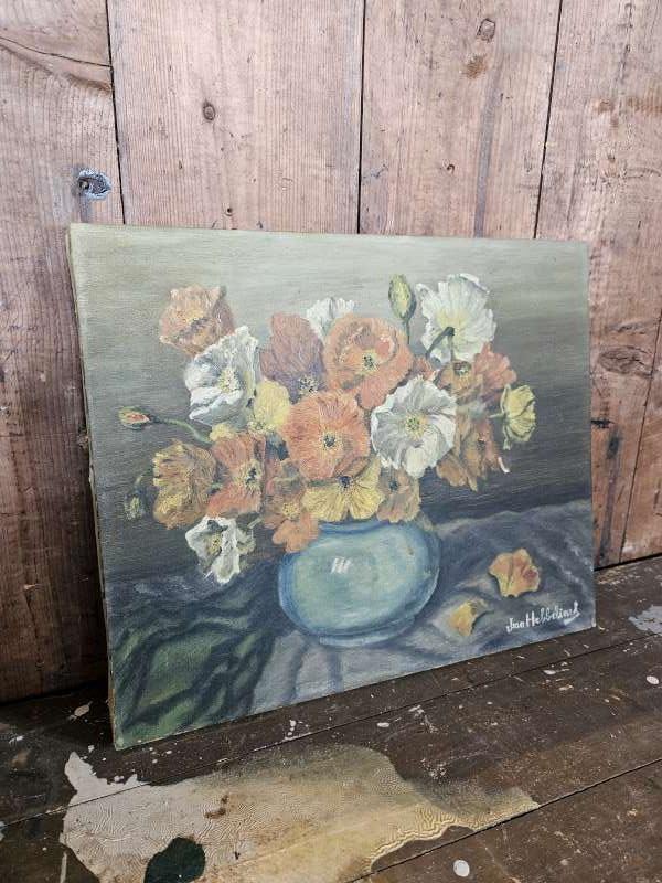 oud bloemenschilderij ``WOONWINKEL RUSTIEK``, Ophalen of Verzenden