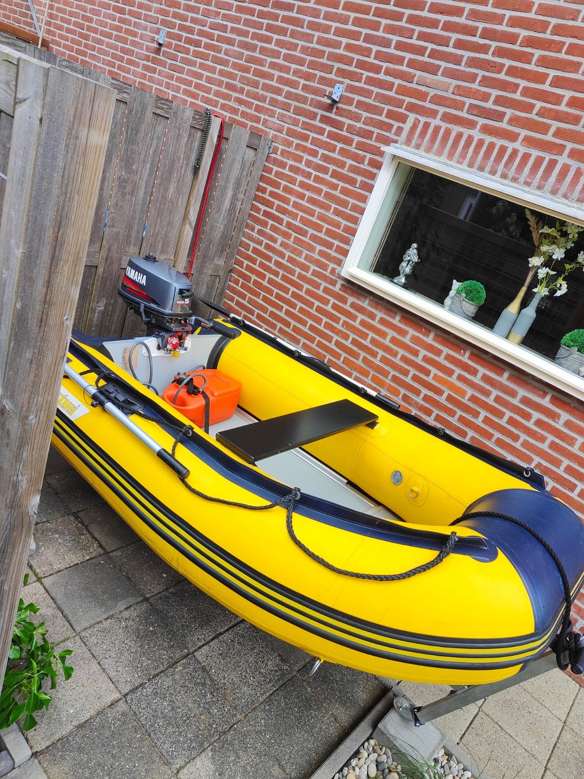 Rubberboot met Yamaha 5pk, handkar en veel extras, Watersport en Boten, Kano's, Ophalen, Opblaasbaar, Drie personen of meer, Overige typen