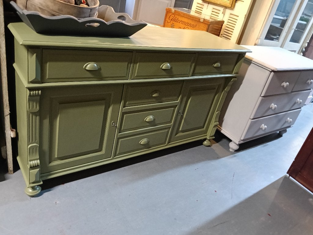 Brocante groene dressoir, Ophalen, Gebruikt, 25 tot 50 cm, 150 tot 200 cm