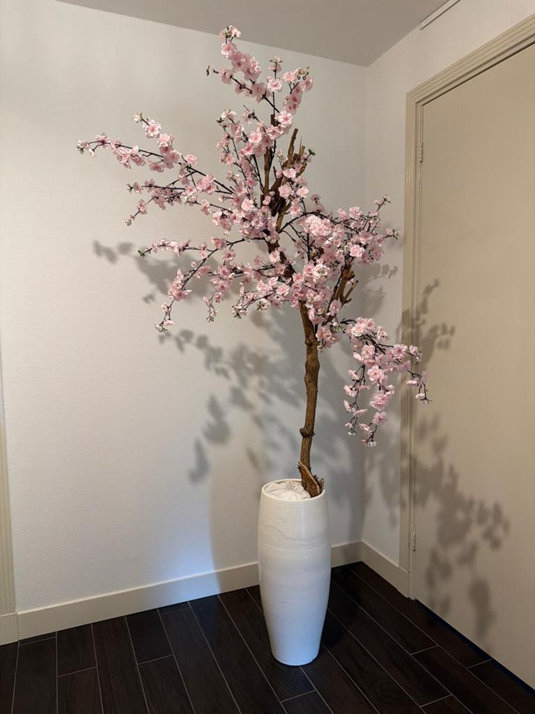 Grote Kunst Bloesemboom met Vaas - Roze Bloesem, Ophalen, Binnen, Roze, Kunstplant